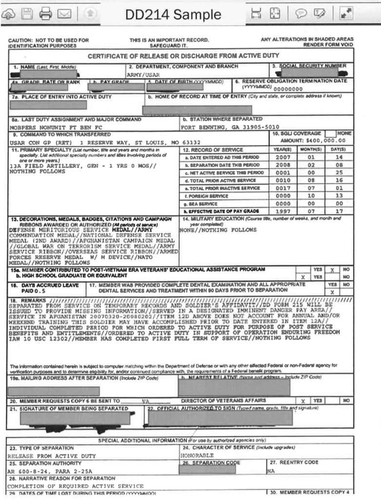 DD214 Example File